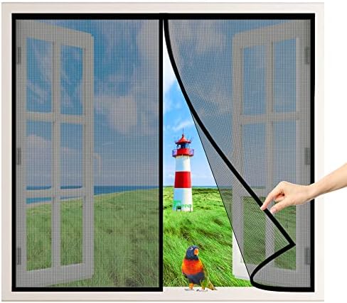 Moustiquaire Fenetre MagnéTique, 100x145 cm Facile à Installer sans Percer Moustiquaire Fenetre AimantéE Anti Insecte Mouche Moustique Fenetres De Balcon Fenetres Coulissantes, Noir P