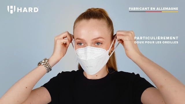 HARD Mask Masque respiratoire FFP2 | Fabriqué en Allemagne | Respirateur | taille standard | Filtration 99,5% | ÖKO-TEX | emballage scellé NON individuellement - Blanc - 20 pièces – Image 7