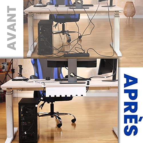 HOMEPROTEK Passe-câbles Bureau pour Une Gestion des câbles ordonnée, 1x Blanc - Support de câble Bureau avec Montage Facile, 43x10x10cm Organisateur de Cable, Passe-câbles pour Bureau à Domicile – Image 2