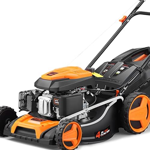 FUXTEC tondeuse thermique FX-RM5196 avec largeur de travail 51cm transmission GT autopropulsée puissante cylindrée 196cm3 Easy Clean 4en1 6CV / 4,4KW mulching/bac de ramssage 60L