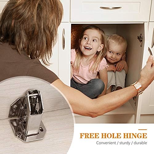 Wandefol Lot de 8 Charnière Porte Placard en Inox, 105 × 44mm Charnière Invisible Meubles Porte Coin 90 Degrés avec 64 Vis – Image 2
