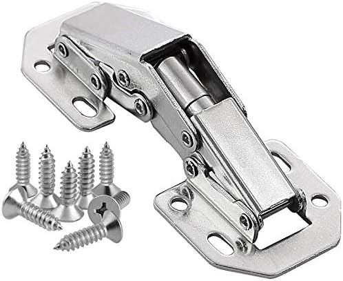 Wandefol Lot de 8 Charnière Porte Placard en Inox, 105 × 44mm Charnière Invisible Meubles Porte Coin 90 Degrés avec 64 Vis