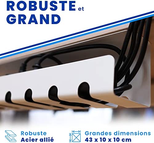 HOMEPROTEK Passe-câbles Bureau pour Une Gestion des câbles ordonnée, 1x Blanc - Support de câble Bureau avec Montage Facile, 43x10x10cm Organisateur de Cable, Passe-câbles pour Bureau à Domicile – Image 3