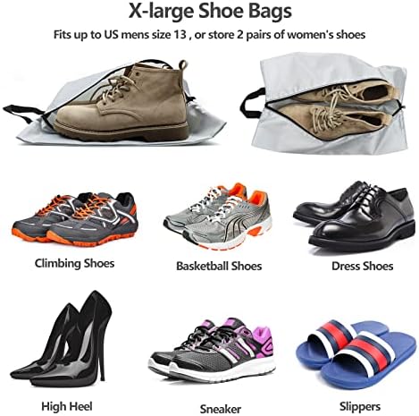 Sacs à chaussures de voyage étanches et portables avec poignée pour homme et femme, Lot de 8 XL nylon, sac à chaussures – Image 4