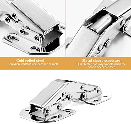 Wandefol Lot de 8 Charnière Porte Placard en Inox, 105 × 44mm Charnière Invisible Meubles Porte Coin 90 Degrés avec 64 Vis – Image 3