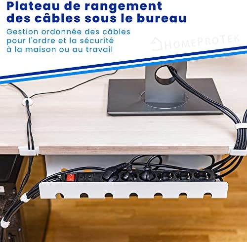 HOMEPROTEK Passe-câbles Bureau pour Une Gestion des câbles ordonnée, 1x Blanc - Support de câble Bureau avec Montage Facile, 43x10x10cm Organisateur de Cable, Passe-câbles pour Bureau à Domicile – Image 7