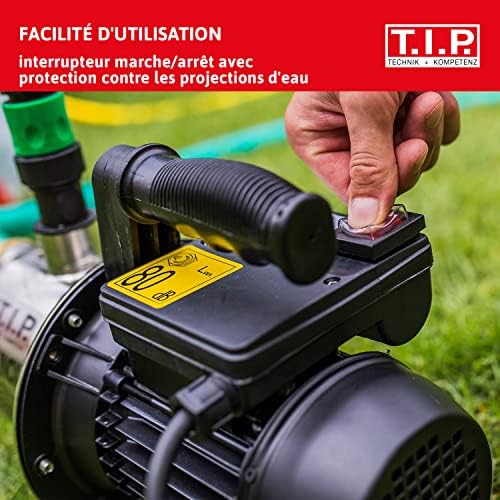 T.I.P. GP 3000 Pompe de Jardin en Acier Inoxidable Débit 2950 l/h Hauteur de Refoulement 42 m Pression d'Eau 4,2 bar Puissance 550 W avec Protection Thermique contre les Surcharges Couleur Argent Noir – Image 2