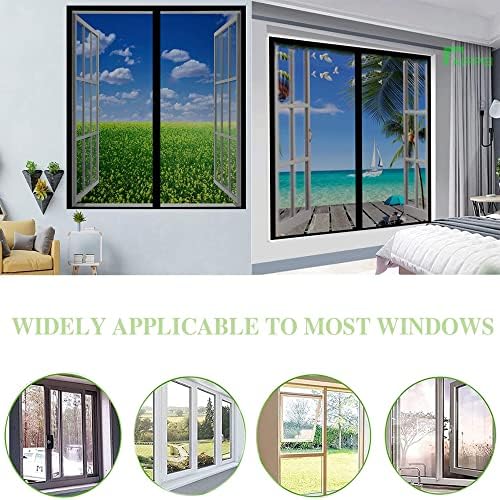 Moustiquaire Fenetre MagnéTique, 100x145 cm Facile à Installer sans Percer Moustiquaire Fenetre AimantéE Anti Insecte Mouche Moustique Fenetres De Balcon Fenetres Coulissantes, Noir P – Image 5