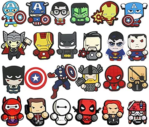 42 Pièces Breloques de Chaussures en Formes Superhero HANEL-Charms Mignons de Chaussure de PVC pour Chaussures de Sabot et Bracelet Cadeaux d’Enfants Fête d’Anniversaire
