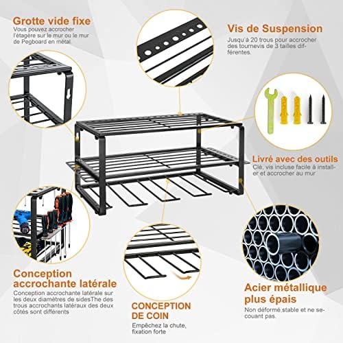 IBVIVIC Organisateur D'Outils ÉLectriques Perceuse Contenir, Support Mural pour Organisateur D'outils Électriques de Rangement pour Garage, Ateliers (4 Perceuses) – Image 4