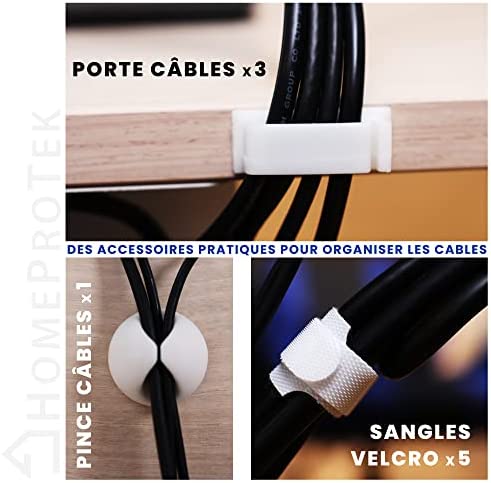 HOMEPROTEK Passe-câbles Bureau pour Une Gestion des câbles ordonnée, 1x Blanc - Support de câble Bureau avec Montage Facile, 43x10x10cm Organisateur de Cable, Passe-câbles pour Bureau à Domicile – Image 4