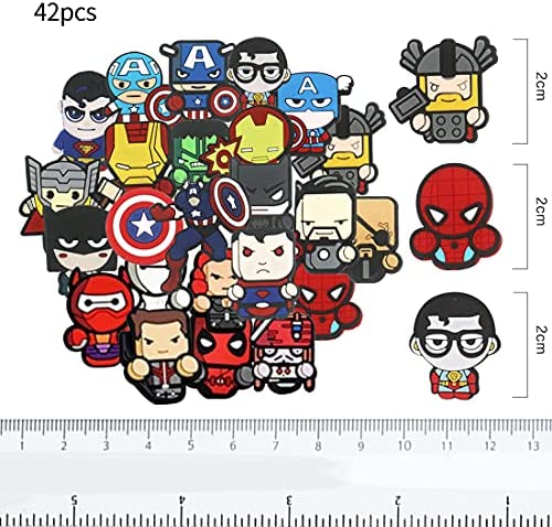 42 Pièces Breloques de Chaussures en Formes Superhero HANEL-Charms Mignons de Chaussure de PVC pour Chaussures de Sabot et Bracelet Cadeaux d’Enfants Fête d’Anniversaire – Image 2