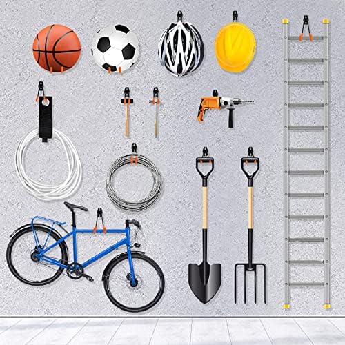 Kitmiido Organisez Votre Garage Avec Notre Lot de 12 Crochets en Acier Robustes - Support Mural et Organisateur D'outils Pour Pelles, Vélos, Outils, Cordes, Tondeuses à Gazon et Plus Encore – Image 6