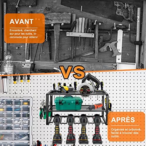 IBVIVIC Organisateur D'Outils ÉLectriques Perceuse Contenir, Support Mural pour Organisateur D'outils Électriques de Rangement pour Garage, Ateliers (4 Perceuses) – Image 6