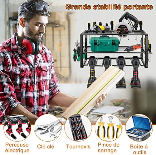IBVIVIC Organisateur D'Outils ÉLectriques Perceuse Contenir, Support Mural pour Organisateur D'outils Électriques de Rangement pour Garage, Ateliers (4 Perceuses) – Image 5