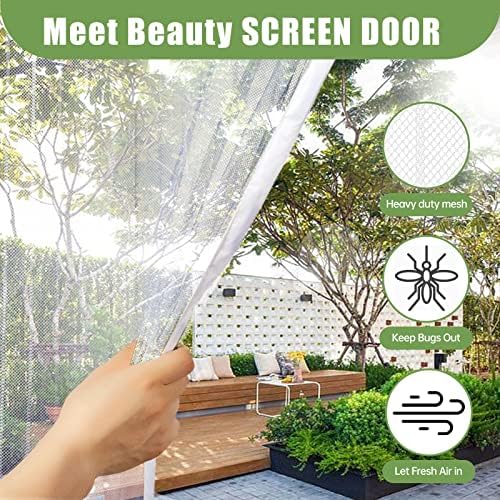 Moustiquaire Porte Magnétique Moustiquaire sur Mesure de Porte,Rideau de Porte Antimoustique, pour Couloirs, Portes, Patio.Facile à Installer Le Joint d'étanchéité, Blanc, 80 x 220 cm – Image 2