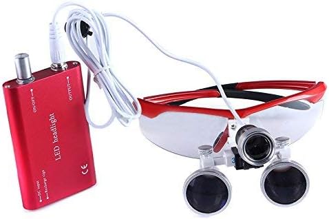 Loupes jumelles portables en verre optique 3,5X-R avec lampe frontale LED (rouge)