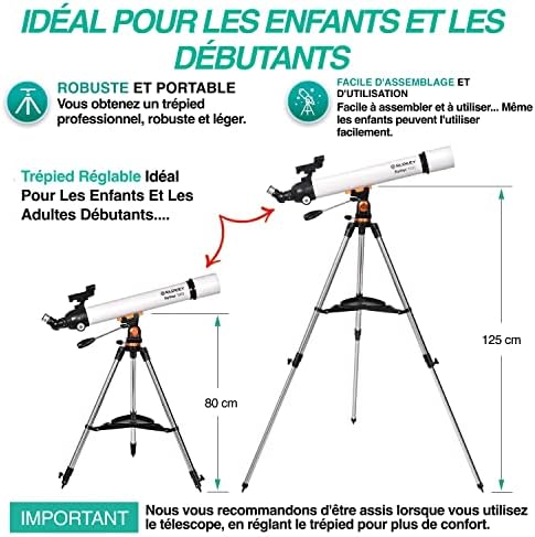Télescope Astronomique Professionnel pour Enfants et Débutants - Portable et Puissant 28x-210x, Facile à Utiliser - Idéal pour l'Observation de la Lune, des Planètes et des Galaxies Proches – Image 2