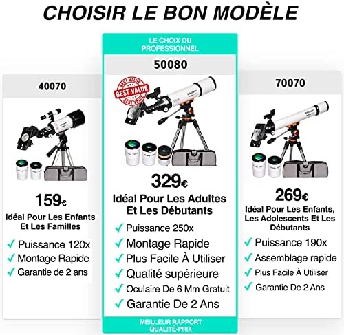 Télescope Astronomique Professionnel pour Enfants et Débutants - Portable et Puissant 28x-210x, Facile à Utiliser - Idéal pour l'Observation de la Lune, des Planètes et des Galaxies Proches – Image 4