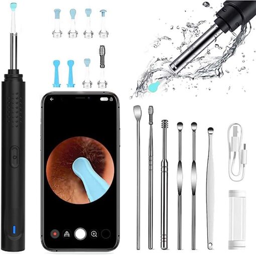 Otoscope Oreille Hoelg 1080p HD Camera Oreille Nettoyant Oreille Avec 6 Lumières LED, Adapté aux Phones et Tablettes IOS et Android(Noir) – Image 7