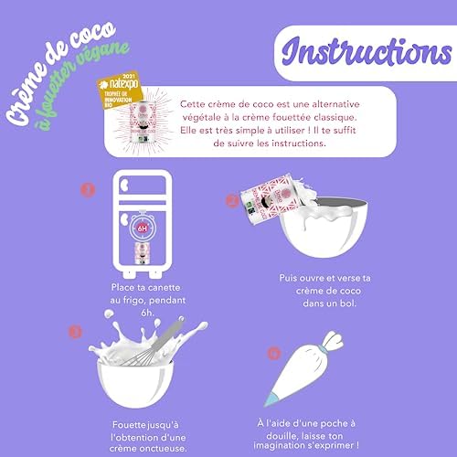 Crème de Coco BIO à Fouetter 24% mg 400ml | Sans additifs | Sans OGM | Vegan | Equitable | Mascarpone | Chantilly | Pâtisserie Facile | Nappage | Tiramisu|Fraisier|Crème Glacée Coco| BASE ORGANIC FOOD – Image 6