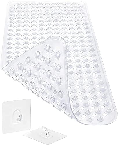 Homerella Tapis de Baignoire antidérapant Sensible à la Peau 88x39cm, Fixation INCL. | Tapis de Bain antidérapant sans BPA | Tapis de Douche résiste aux moisissures & Lavable en Machine (Transparent)