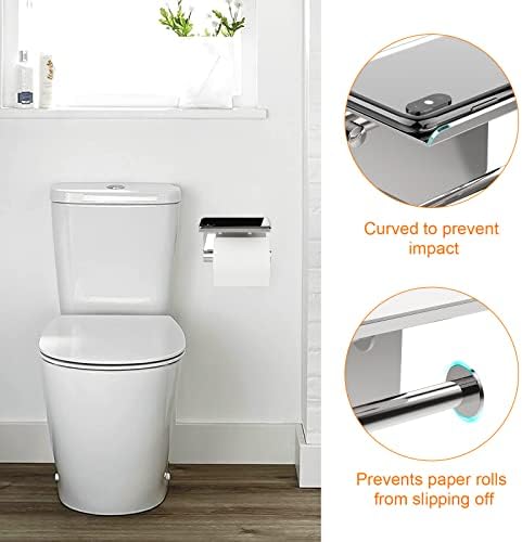Ibergrif MK34053, Porte Papier Toilette, Support Papier Toilette Mural, 304 Acier Inoxydable Porte Rouleau Toilette, Installation avec Vis ou 3M Auto-adhésif, Argent – Image 3