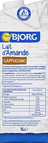 BJORG - Lait d'Amande Cappuccino - Lait Végétal Bio - Pauvre en Acides Gras Saturés - Lot de 6 Briques de 1 Litre – Image 2