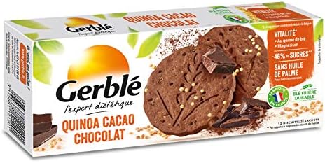 Gerblé Vitalité, Biscuits Quinoa Cacao Chocolat, Allégés en sucres, Sans huile de palme, 1 boîte de 12 biscuits, 132g