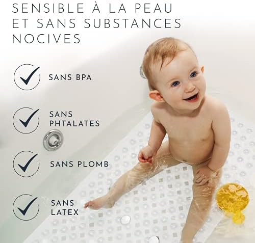 Homerella Tapis de Baignoire antidérapant Sensible à la Peau 88x39cm, Fixation INCL. | Tapis de Bain antidérapant sans BPA | Tapis de Douche résiste aux moisissures & Lavable en Machine (Transparent) – Image 6