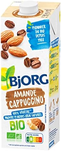BJORG - Lait d'Amande Cappuccino - Lait Végétal Bio - Pauvre en Acides Gras Saturés - Lot de 6 Briques de 1 Litre