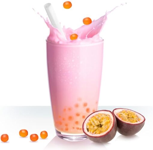 POPPING BOBA BUBBLE TEA MIX 4 SAVEURS – Passion, Mangue, Fraise, Litchi (4X450g) + 2 pailles Bubble Tea Inox OFFERTES – Sans colorant artificiel – Vegan & Sans Gluten – Image 7