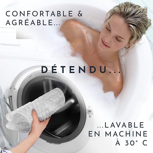 Homerella Tapis de Baignoire antidérapant Sensible à la Peau 88x39cm, Fixation INCL. | Tapis de Bain antidérapant sans BPA | Tapis de Douche résiste aux moisissures & Lavable en Machine (Transparent) – Image 5