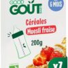 GOOD GOÛT - Muesli Fraise - Céréales Pour Bébé - Dès 6 Mois - Au Biberon Ou En Bol - Bio - Sans Sucres Ajoutés* - Étui Carton - 200g