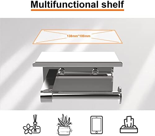 Ibergrif MK34053, Porte Papier Toilette, Support Papier Toilette Mural, 304 Acier Inoxydable Porte Rouleau Toilette, Installation avec Vis ou 3M Auto-adhésif, Argent – Image 5