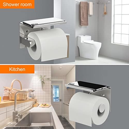 Ibergrif MK34053, Porte Papier Toilette, Support Papier Toilette Mural, 304 Acier Inoxydable Porte Rouleau Toilette, Installation avec Vis ou 3M Auto-adhésif, Argent – Image 4