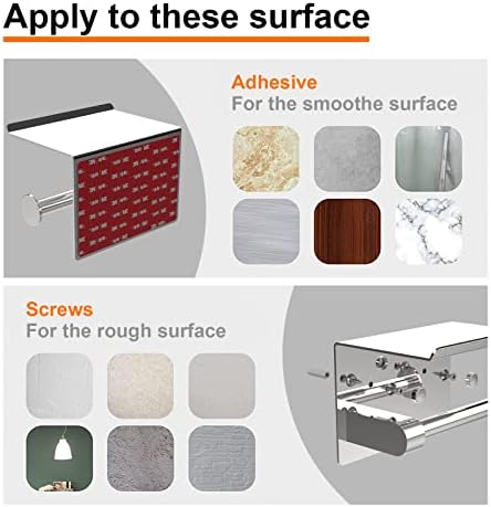 Ibergrif MK34053, Porte Papier Toilette, Support Papier Toilette Mural, 304 Acier Inoxydable Porte Rouleau Toilette, Installation avec Vis ou 3M Auto-adhésif, Argent – Image 6