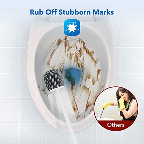 2 Pack Brosse Toilettes WC,Balai WC vec Séchage Rapide Support Ventilé,Balayette WC vec Poils Silicone pour Un Nettoyage en Profondeur,Toilette de Salle de Bain – Image 3