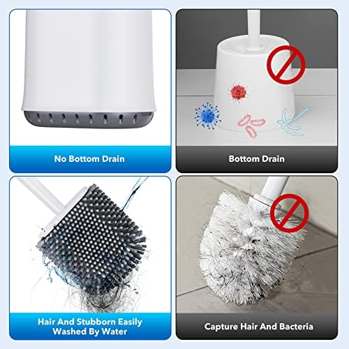 2 Pack Brosse Toilettes WC,Balai WC vec Séchage Rapide Support Ventilé,Balayette WC vec Poils Silicone pour Un Nettoyage en Profondeur,Toilette de Salle de Bain – Image 4