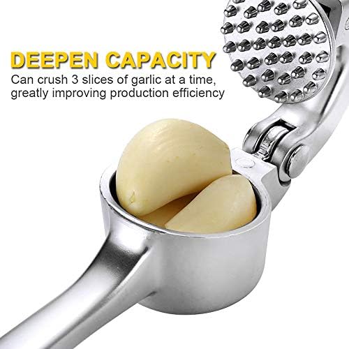 Presse à ail – Concasseur à ail en Trongle avec éplucheur facile, épais et durable en alliage de zinc résistant et poignées faciles à presser pour la maison, la cuisine et la maison. – Image 3