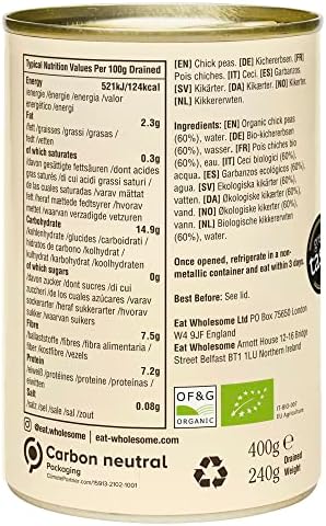Eat Wholesome Pois Chiches Bio, 400 g (Lot de 12) – Image 6
