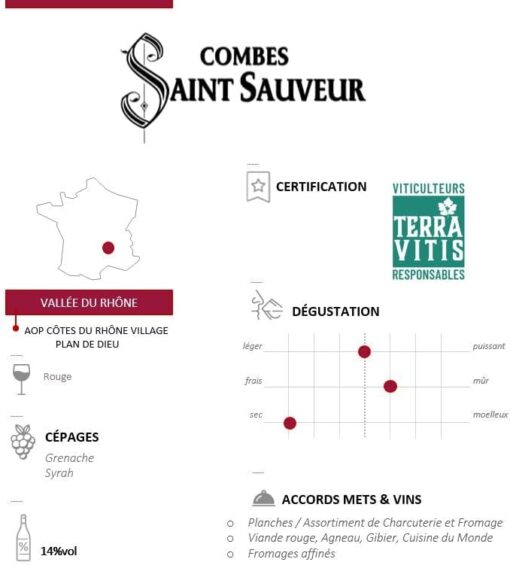 COMBES SAINT SAUVEUR - AOP Côtes du Rhône Village "Plan de Dieu" - Vin Rouge - Lot de 6 bouteilles x 75 cl – Image 4