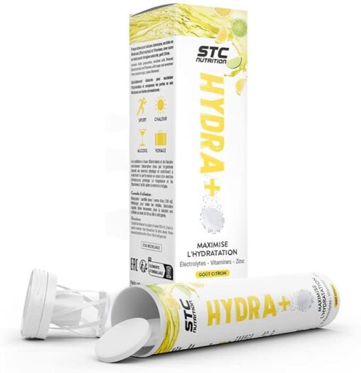 STC NUTRITION - Hydra + - Préparation pour boisson isotonique à base d'électrolytes, vitamines, sucre et édulcorant d'origine naturel - Optimise l'hydratation - Goût Citron - 20 pastilles – Image 2