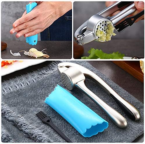Presse à ail – Concasseur à ail en Trongle avec éplucheur facile, épais et durable en alliage de zinc résistant et poignées faciles à presser pour la maison, la cuisine et la maison. – Image 6