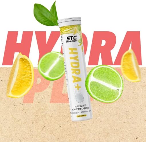 STC NUTRITION - Hydra + - Préparation pour boisson isotonique à base d'électrolytes, vitamines, sucre et édulcorant d'origine naturel - Optimise l'hydratation - Goût Citron - 20 pastilles – Image 4