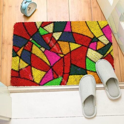 Tapis à nouer soi-même, 50 x 38 cm, kit de nouage pour enfants et adultes (bloc de couleur) – Image 4