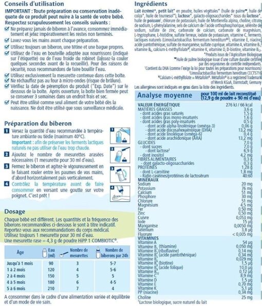 Hipp Biologique Lait 1 Combiotic pour Nourrissons de 0 à 6 mois, 3 x 800g – Image 3