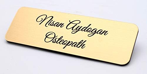 Badge personnel personnalisé avec épingle | Concevez votre badge personnalisé | Gravure laser (Or) – Image 2