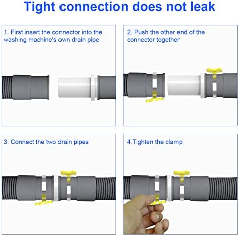 REKALRO Tuyau lave-linge 1m, tuyau d'évacuation des eaux usées avec raccord de tuyau de vidange et 2 colliers de serrage, rallonge de tuyau de vidange Ø 20mm pour lave-linge lave-vaisselle – Image 6