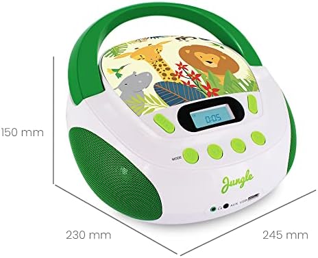 Metronic 477144 Lecteur CD pour enfants Jungle avec port USB/AUX-IN Vert/Blanc – Image 6